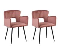 Set of 2 Dining Chairs SANILAC Velvet Pastel Pink