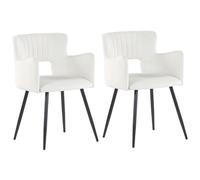 Beliani Set Of 2 Dining Chairs Sanilac Velvet White, White