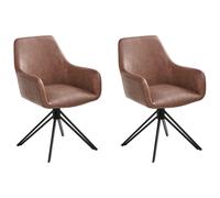 Set of 2 Dining Chairs SANSARC Faux Leather Brown