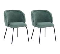 Beliani Set Of 2 Dining Chairs Sarasota Fabric Light Green