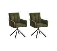 Set of 2 Dining Chairs SARDOAL Fabric Dark Green