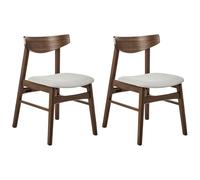 Beliani Set of 2 Dining Chairs SMILEY Wood Light Grey, Brown