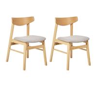 Beliani Set Of 2 Dining Chairs Smiley Wood Light Brown/ Grey
