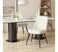 Set of 2 Dining Chairs Soft 10cm Cushed SeaSupportive Backrest Armchairs with Metal Legs for Modern Home Decor