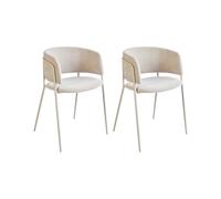 Set of 2 Dining Chairs SPRINGER Chenille Light Beige