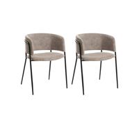 Set of 2 Dining Chairs SPRINGER Chenille Taupe