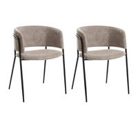 Beliani Set Of 2 Dining Chairs Springer Chenille Taupe