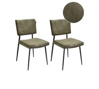 Set of 2 Dining Chairs STURGIS Corduroy Olive Green