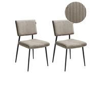 Beliani Set Of 2 Dining Chairs Sturgis Corduroy Taupe