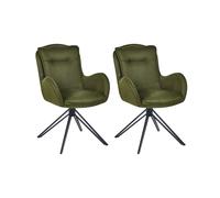 Set of 2 Dining Chairs Swivel AVELAR Dark Green