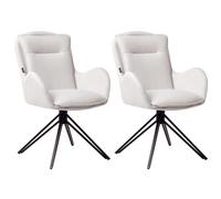 Beliani Set Of 2 Dining Chairs Swivel Avelar Fabric Light Beige