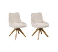 Set of 2 Dining Chairs Swivel DORRIS Fabric Light Beige