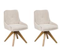 Beliani Set Of 2 Dining Chairs Swivel Dorris Fabric Light Beige