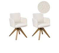 Set of 2 Dining Chairs Swivel EVELYN Boucle Off-White