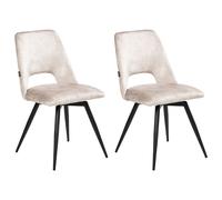 Beliani Set of 2 Dining Chairs Swivel HALLETT Velvet Light Beige, Cream