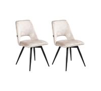 Set of 2 Dining Chairs Swivel HALLETT Velvet Light Beige