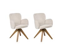 Beliani Set Of 2 Dining Chairs Swivel Jean Fabric Light Beige