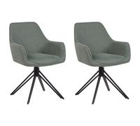 Set of 2 Dining Chairs Swivel JODAR Fabric Green