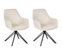 Beliani Set Of 2 Dining Chairs Swivel Jodar Fabric Light Beige