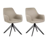 Beliani Set Of 2 Dining Chairs Swivel Jodar Fabric Taupe