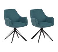 Beliani Set of 2 Dining Chairs Swivel JODAR Teal, Blue