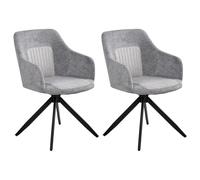 Set of 2 Dining Chairs Swivel LIKELY Fabric Grey
