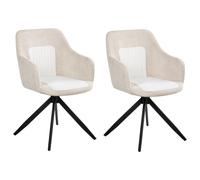 Set of 2 Dining Chairs Swivel LIKELY Fabric White