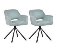 Beliani Set Of 2 Dining Chairs Swivel Loures Fabric Light Blue