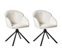 Set of 2 Dining Chairs Swivel MAYBEE Fabric Off-White