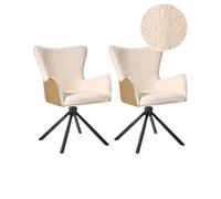 Set of 2 Dining Chairs Swivel NOVI Boucle Light Beige
