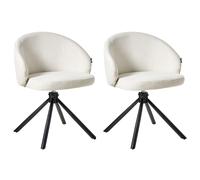 Set of 2 Dining Chairs Swivel OVALO Fabric Off-White
