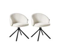 Set of 2 Dining Chairs Swivel OVALO Fabric Off-White