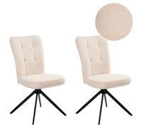 Set of 2 Dining Chairs Swivel RYAN Boucle Light Beige