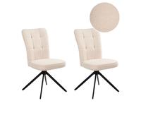Set of 2 Dining Chairs Swivel RYAN Boucle Light Beige