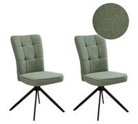 Beliani Set Of 2 Dining Chairs Swivel Ryan Boucle Light Green