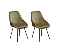 Beliani Set Of 2 Dining Chairs Swivel Terlton Velvet Green