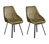 Beliani Set of 2 Dining Chairs Swivel TERLTON Velvet Green, Green