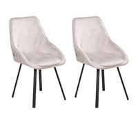 Beliani Set of 2 Dining Chairs Swivel TERLTON Velvet Light Beige, Cream