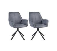 Beliani Set Of 2 Dining Chairs Swivel Warner Faux Suede Grey