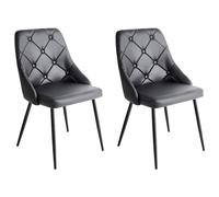 Set of 2 Dining Chairs VALERIE Faux Leather Black