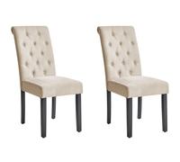 Beliani Set of 2 Dining Chairs VELVA Fabric Sand Beige, Cream