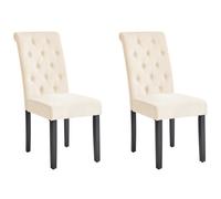 Set of 2 Fabric Dining Chairs Cream VELVA