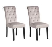 Beliani Set Of 2 Dining Chairs Velva Velvet Grey