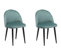 Set of 2 Dining Chairs VISALIA Velvet Mint Green