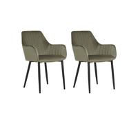 Set of 2 Dining Chairs WELLSTON Velvet Olive Green