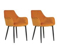 Beliani Set Of 2 Dining Chairs Wellston Velvet Orange, Orange