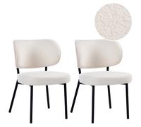 Set of 2 Dining Chairs WONDER Boucle Off-White
