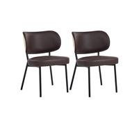 Set of 2 Dining Chairs WONDER Faux Leather Dark Brown