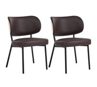 Set of 2 Dining Chairs WONDER Faux Leather Dark Brown