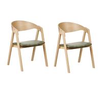 Beliani Set Of 2 Dining Chairs Yuba Wood Dark Green